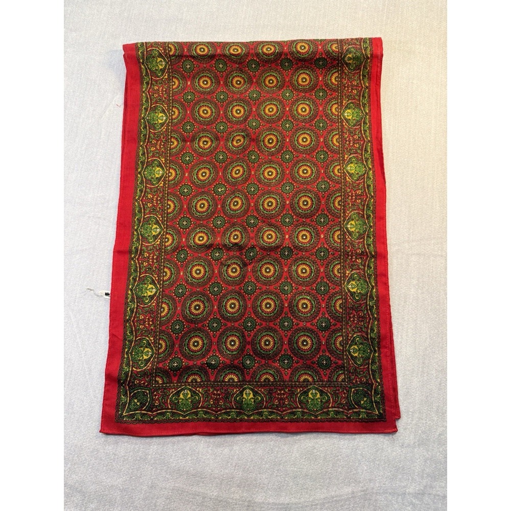 Baar & Beards Wool Rectangular Scarf 100% Wool Red Paisley Made In Japan 30"x44"